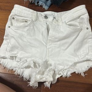 zara white high rise shorts
